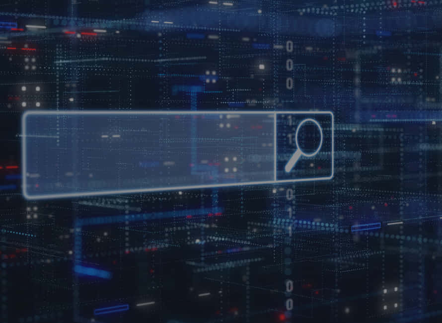 une barre de recherche internet sur fond bleu